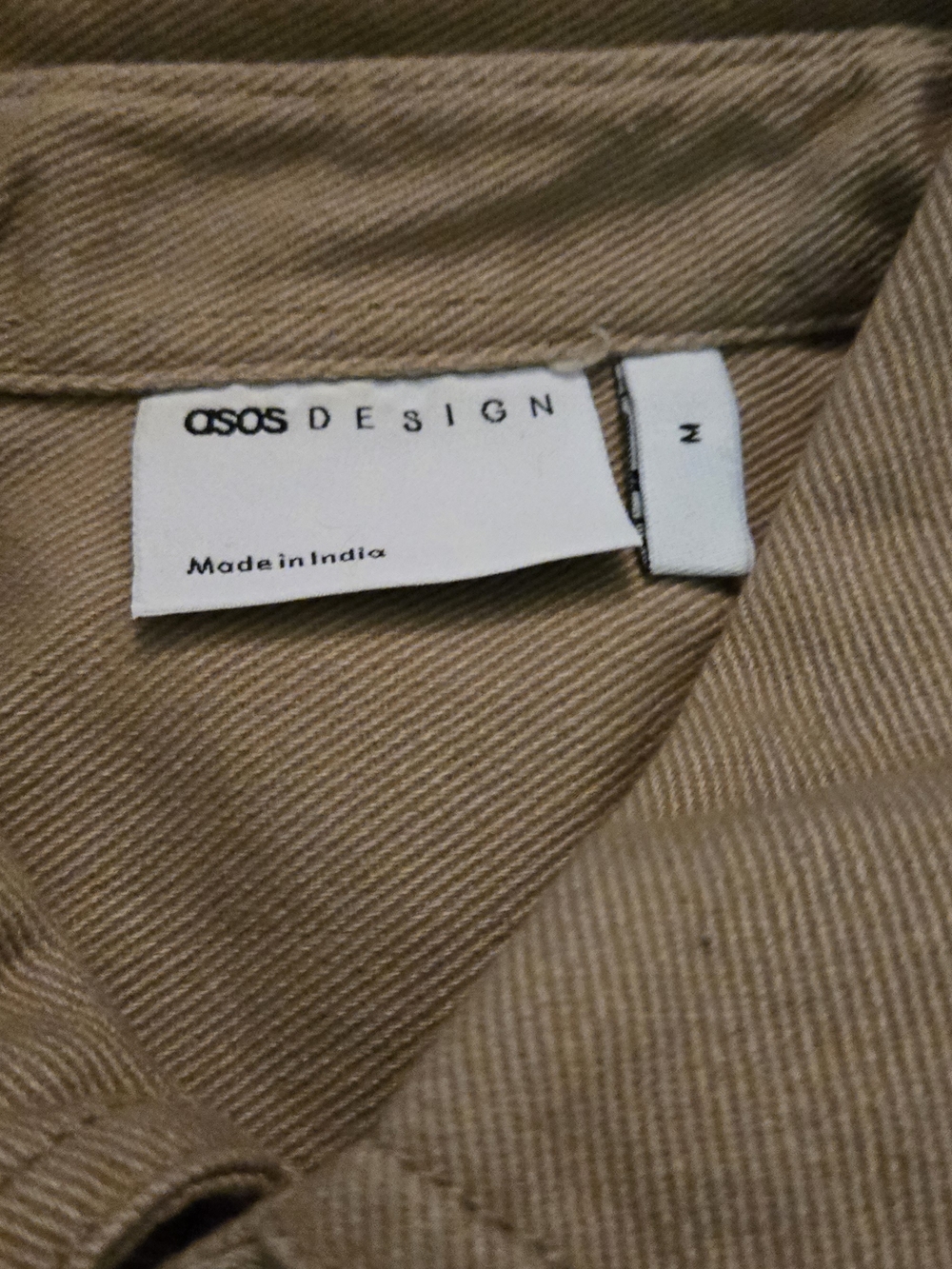 ASOS DESIGN Men’s Cotton Twill Chore Jacket / Shacket in Tan - Size Medium - Picture 4 of 4
